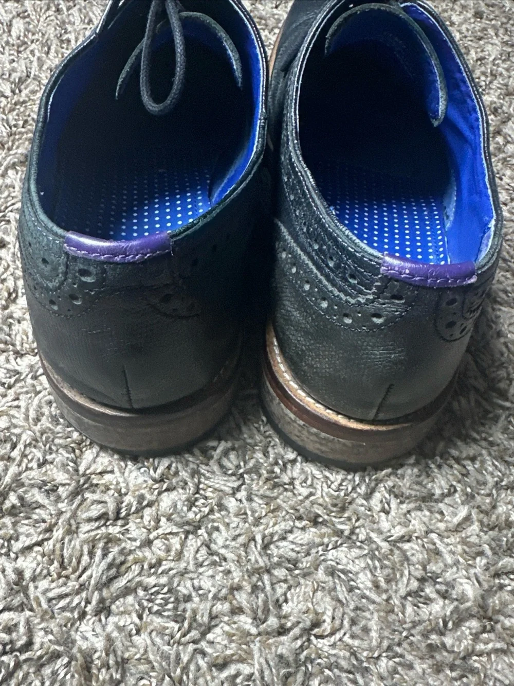 Ted Baker GURI7 Black Pebbled Leather Wingtip Brogue Oxfords Men’s 11